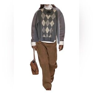 Banana Republic Men Merino Wool Argyle Sweater  Sz M Maroon Preppy Dark Academia